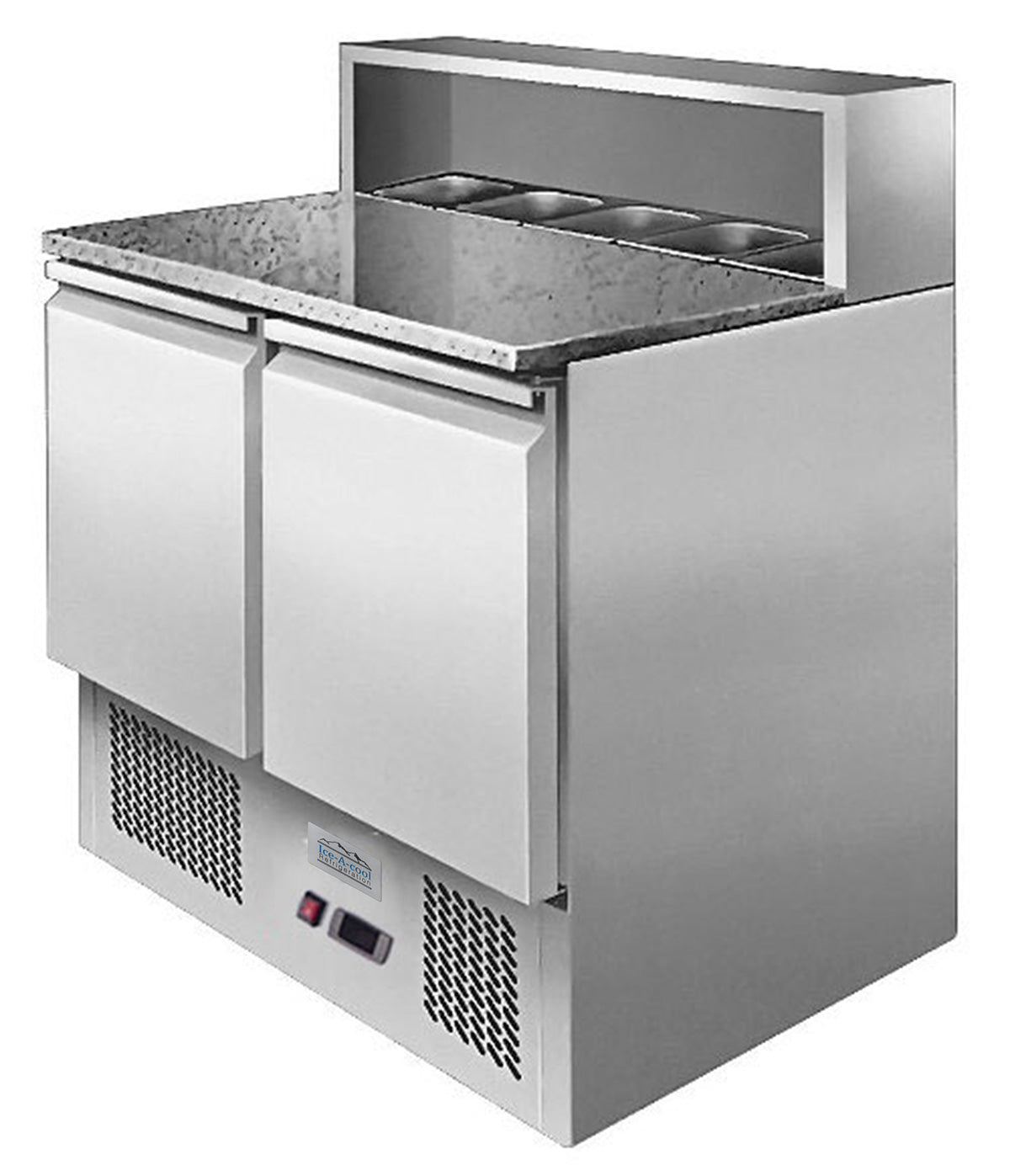 Ice-A-Cool ICE3831GR 2 Door Marble Top Saladette Prep Counter 300 Litres