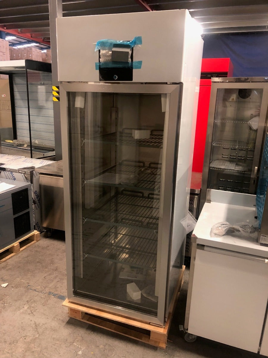 Graded 02080 Upright Single Hinged Glass Door Gastronorm Freezer Refrigerator