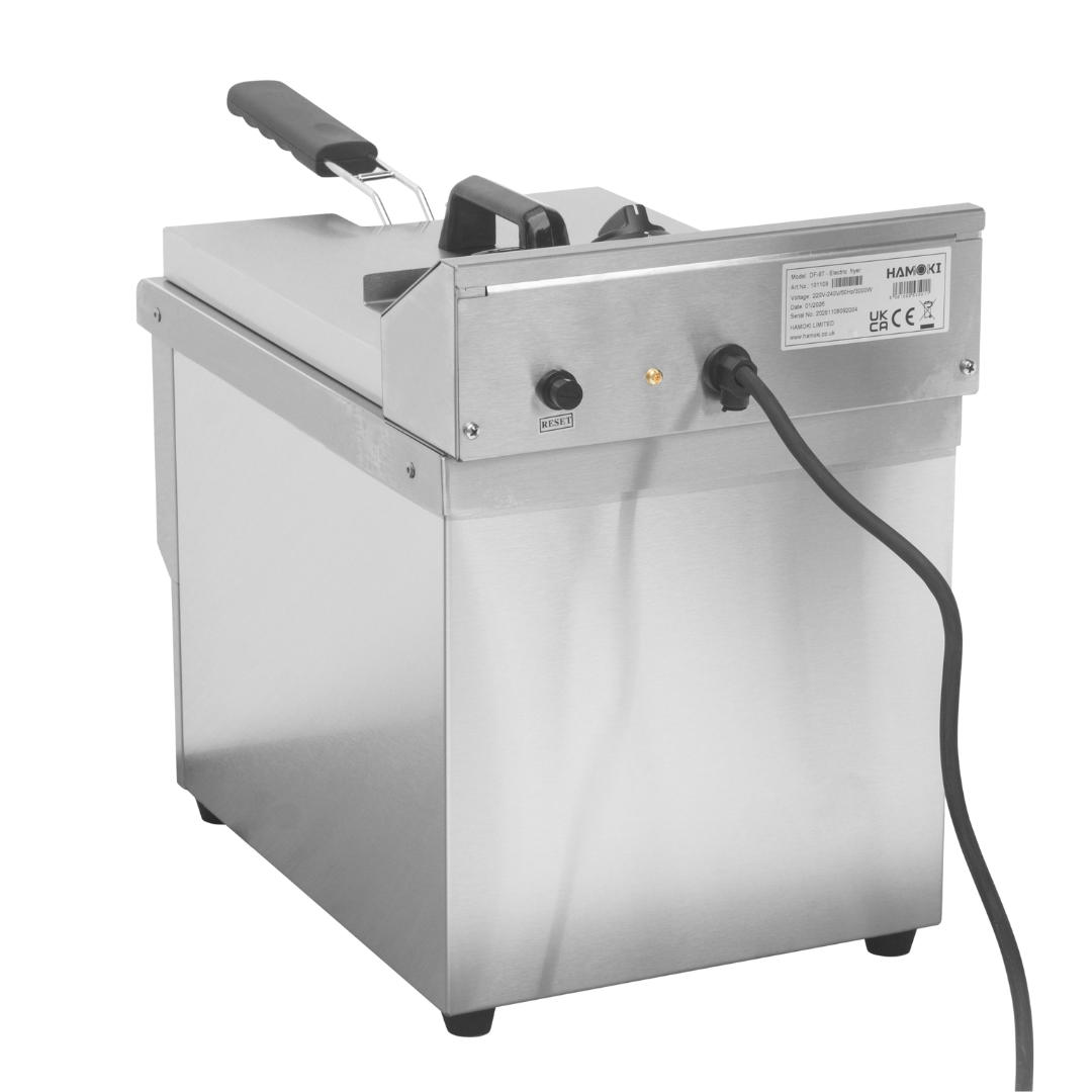 101109 - Commercial Countertop Electric Fryer - 8 Litre (Oil) Single Tank with Drain Tap