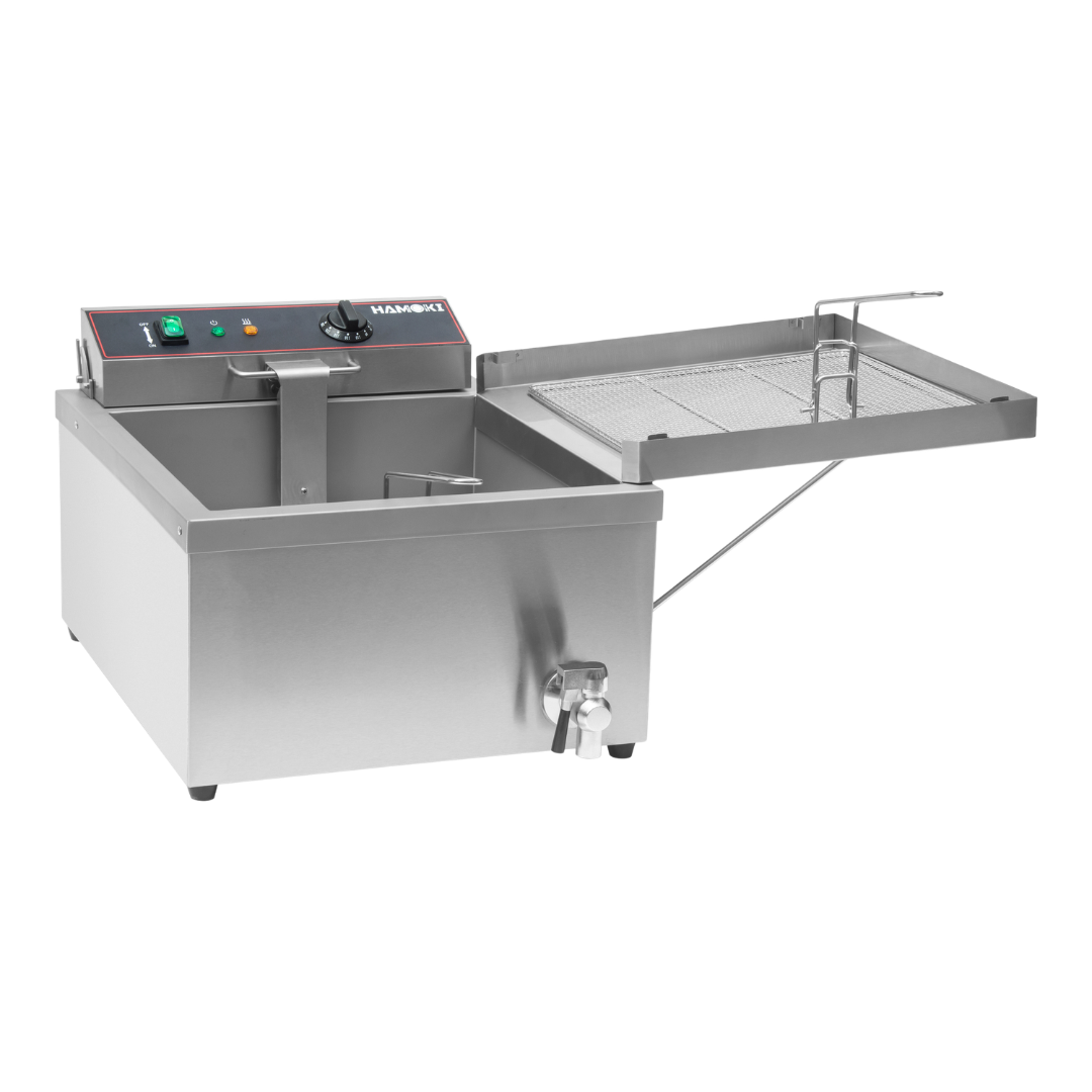 101111 - Commercial Electric Doughnut Fryer - 12 Litre (Oil) Countertop Single Tank with Drain Tap