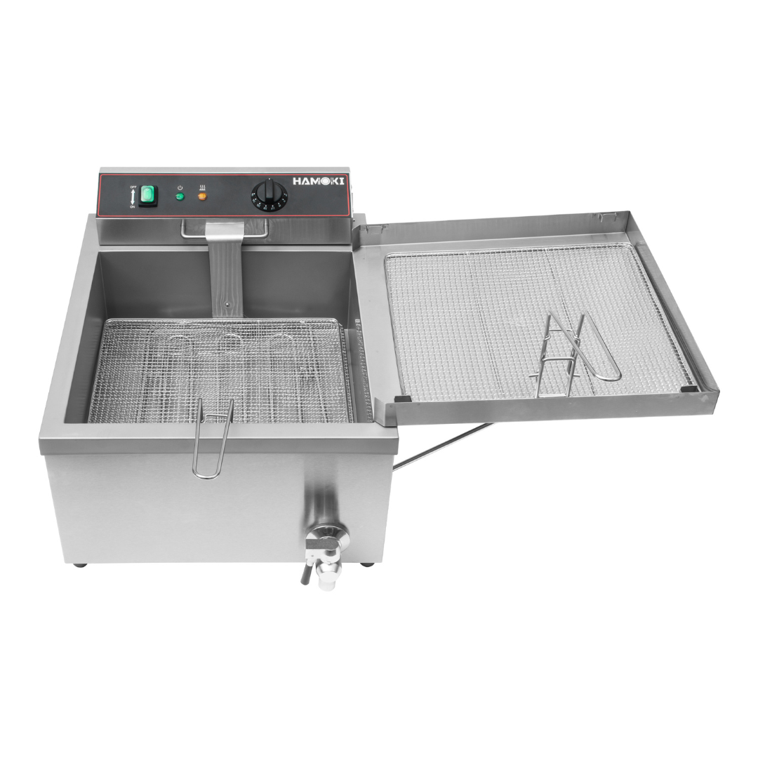 101111 - Commercial Electric Doughnut Fryer - 12 Litre (Oil) Countertop Single Tank with Drain Tap