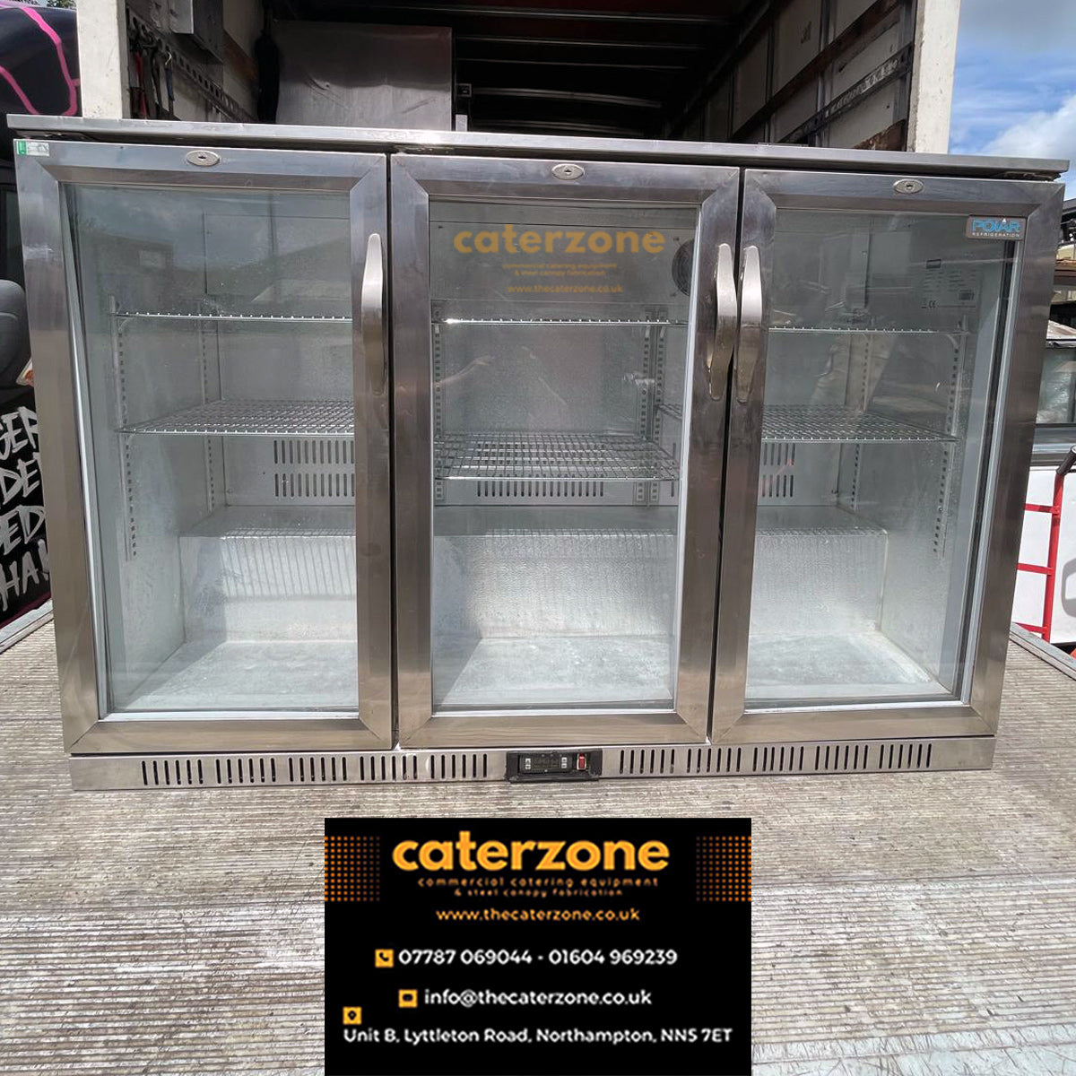 Polar Undercounter Triple Hinged Glass Door Stainless Steel Back Bar Bottle Cooler-Refurbished