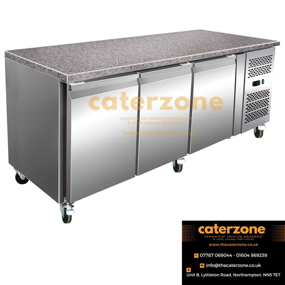 Mangal Refrigerated Counter with Marble top 3 doors Depth 800mm