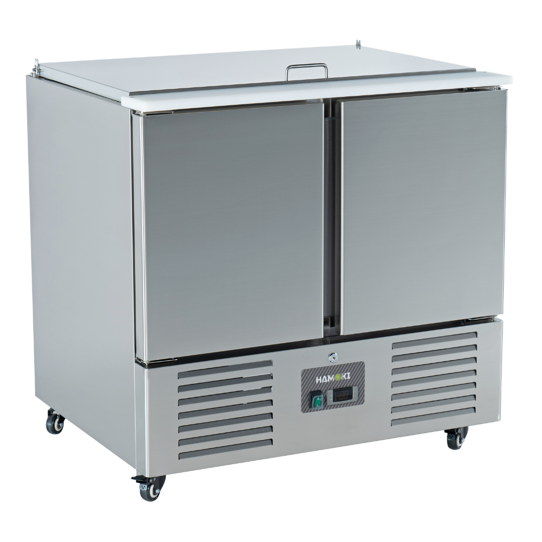221034 - 2 Door Refrigerated Salad Counter with Lid and Cutting Board - 215L (S900)