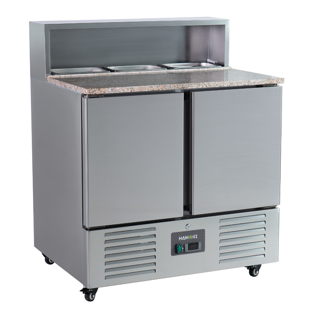 W-221037 - 2 Door Refrigerated Salad Prep Counter with Granite Worktop - 215L (PS900)