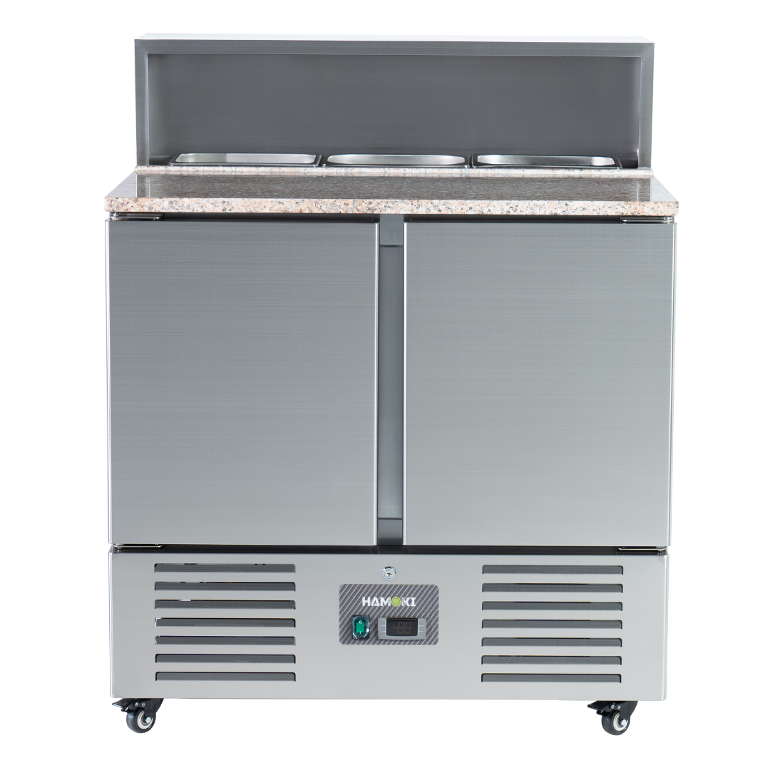 W-221037 - 2 Door Refrigerated Salad Prep Counter with Granite Worktop - 215L (PS900)