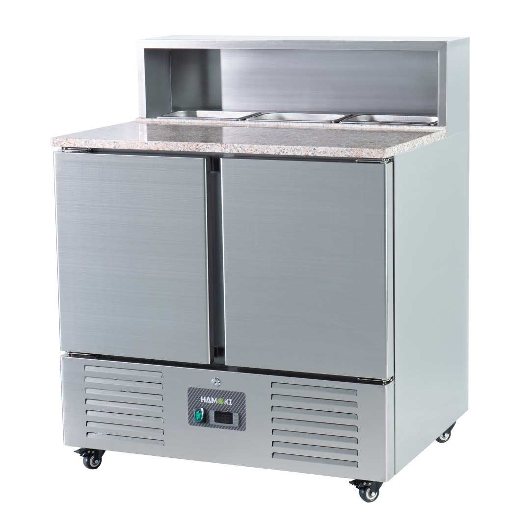 W-221037 - 2 Door Refrigerated Salad Prep Counter with Granite Worktop - 215L (PS900)