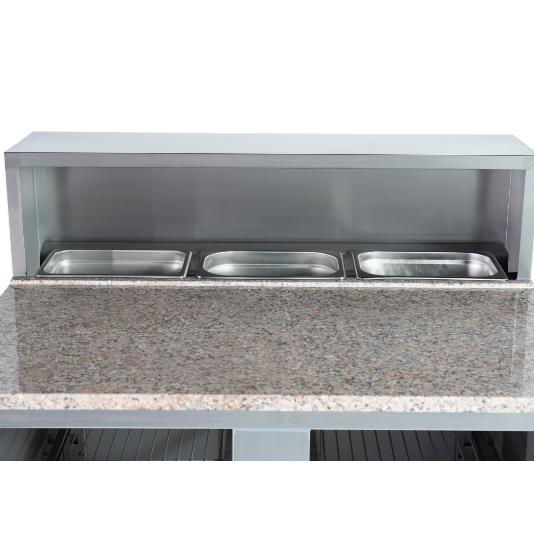 W-221037 - 2 Door Refrigerated Salad Prep Counter with Granite Worktop - 215L (PS900)