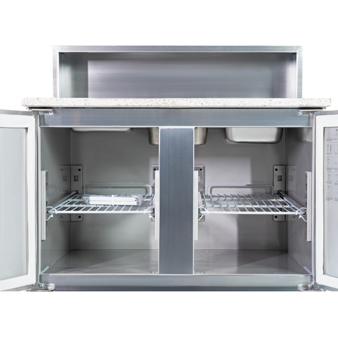 W-221037 - 2 Door Refrigerated Salad Prep Counter with Granite Worktop - 215L (PS900)