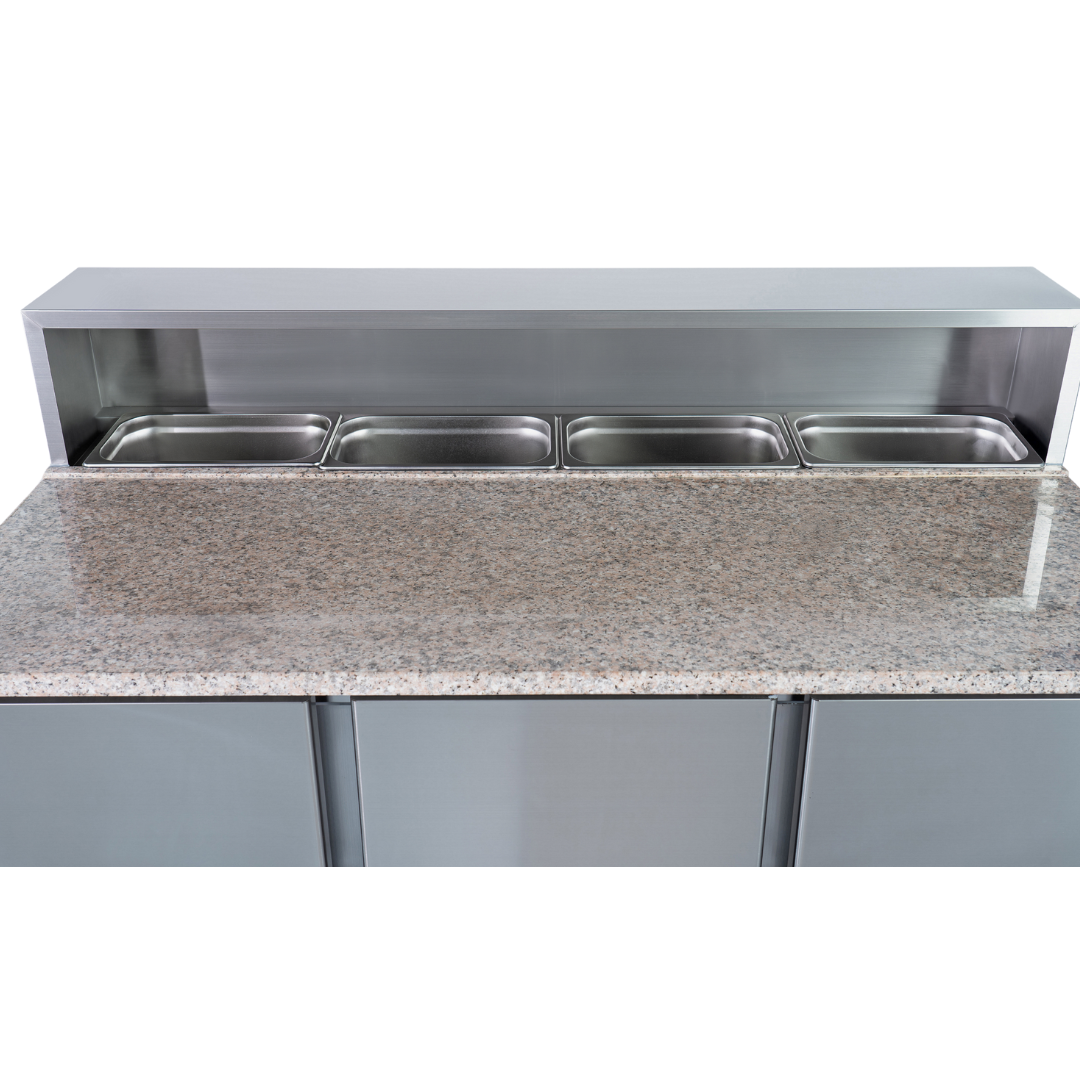 W-221039 - 3 Door Refrigerated Salad Prep Counter with Granite Worktop - 346L (PS903)