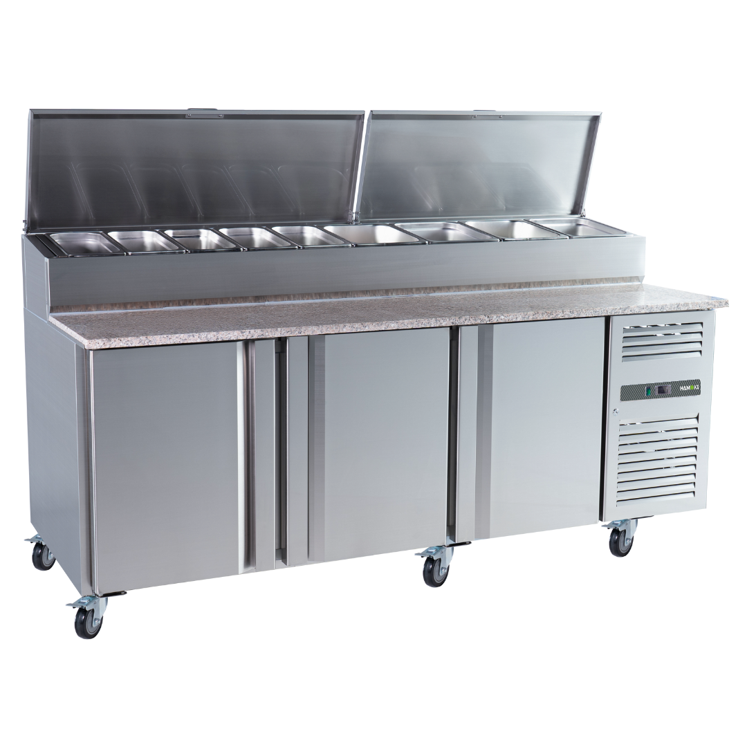 W-221051 - 3 Door Refrigerated Sandwich Counter with Granite Worktop - 650L