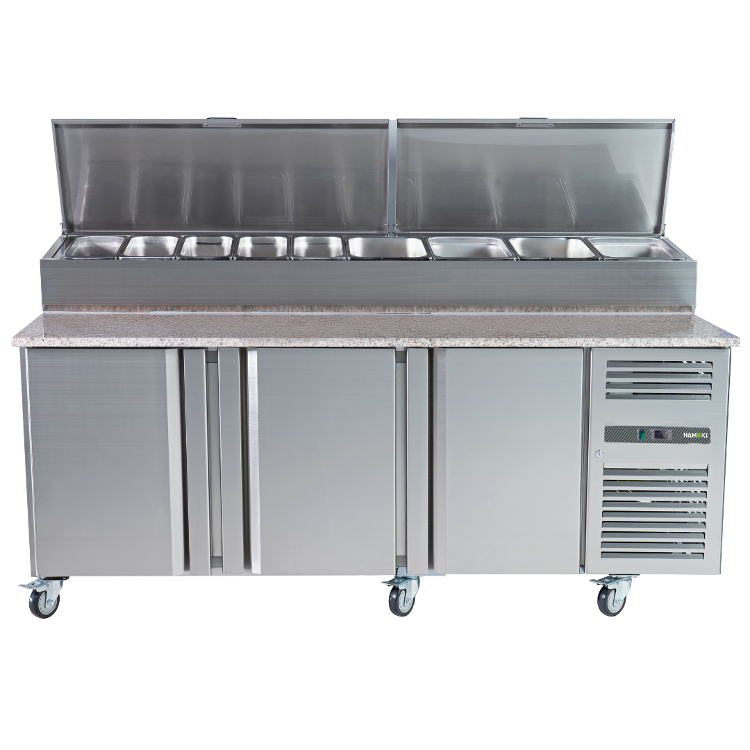 W-221051 - 3 Door Refrigerated Sandwich Counter with Granite Worktop - 650L