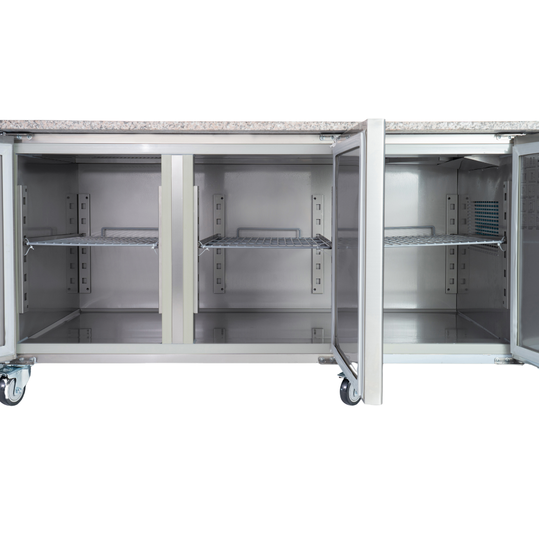 W-221051 - 3 Door Refrigerated Sandwich Counter with Granite Worktop - 650L