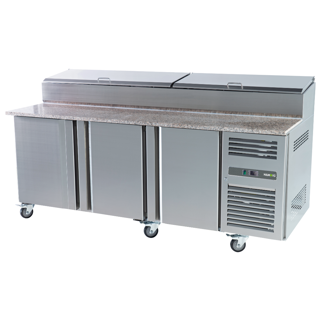 221051 - 3 Door Refrigerated Sandwich Counter with Granite Worktop - 650L