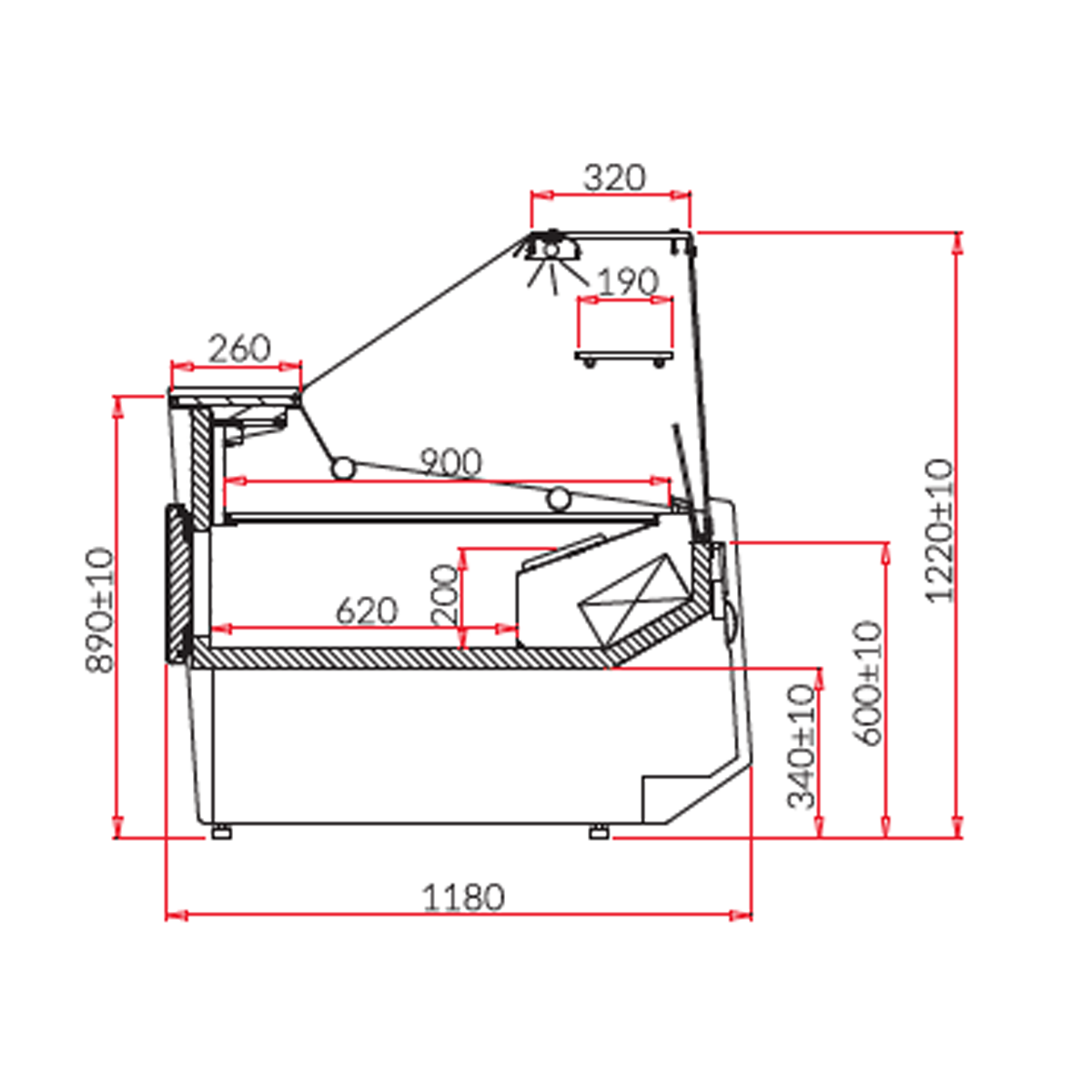 Commercial Serve Over Counter | Deep Refrigerated Display Meat Fridge 260x120x122cm - Refurbished