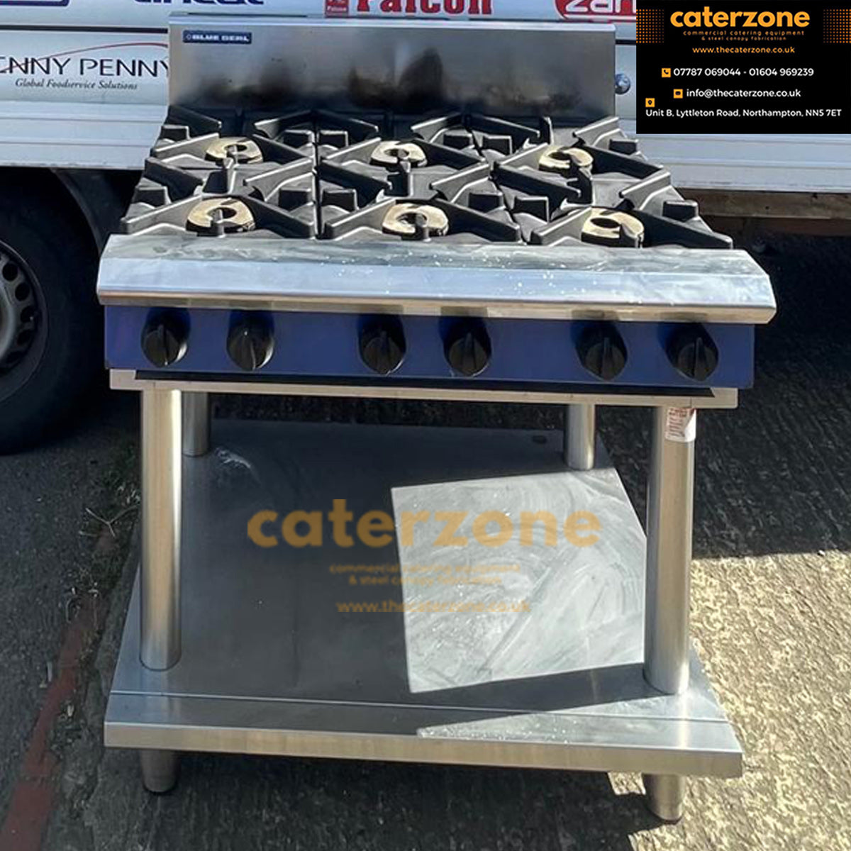 Blue Seal Evolution Cooktop 6 Open Burners Nat Gas on Stand 900mm-Refurbished