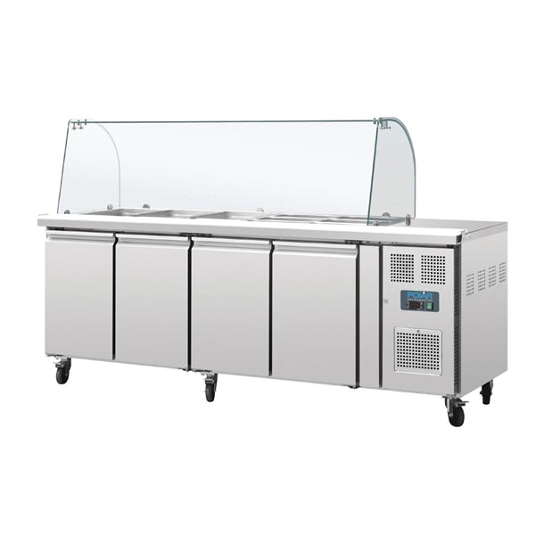 Polar U-Series Four Door Refrigerated Gastronorm Saladette Counter