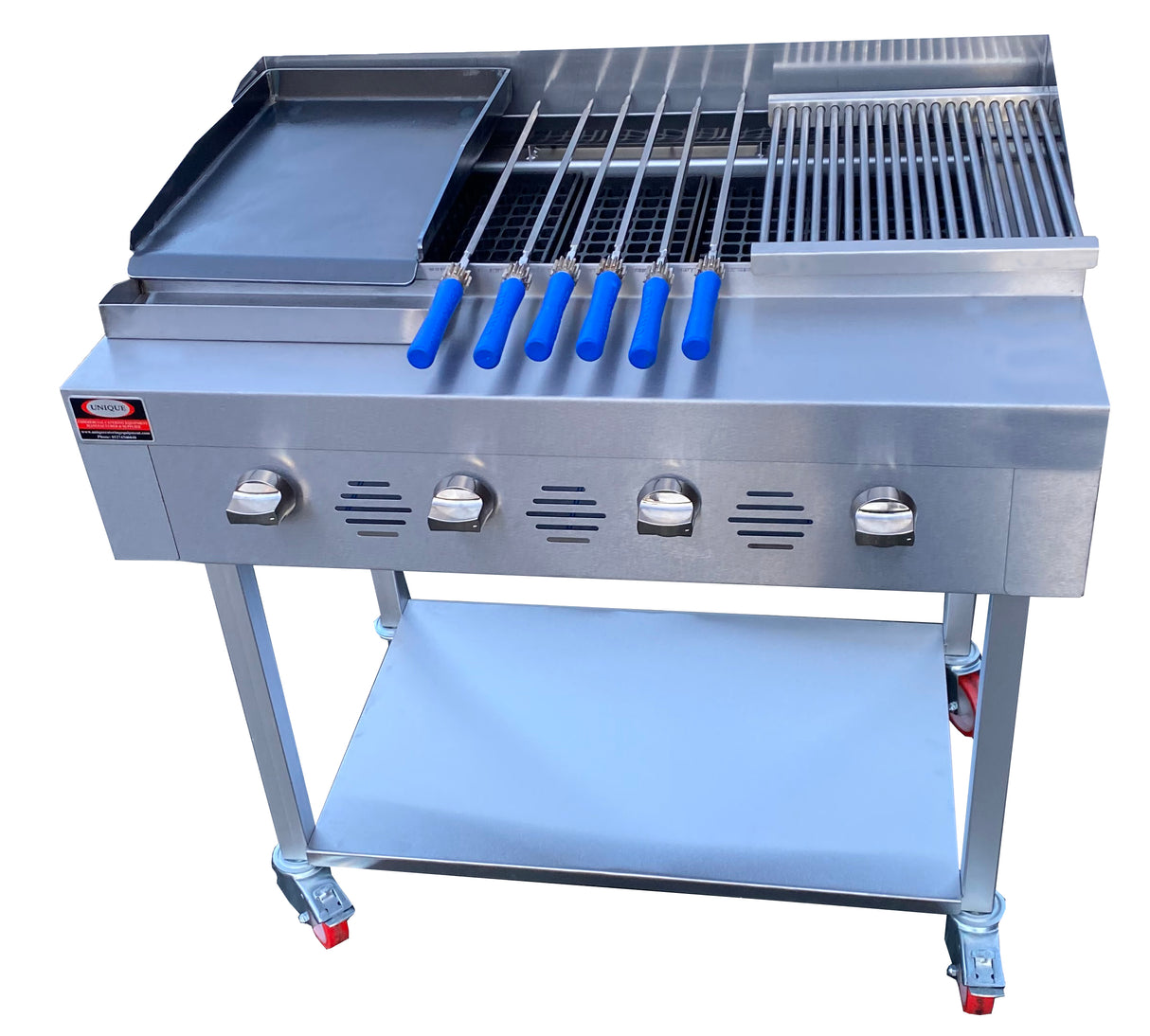 4 BURNER COMMERCIAL GAS CHARCOAL GRILL