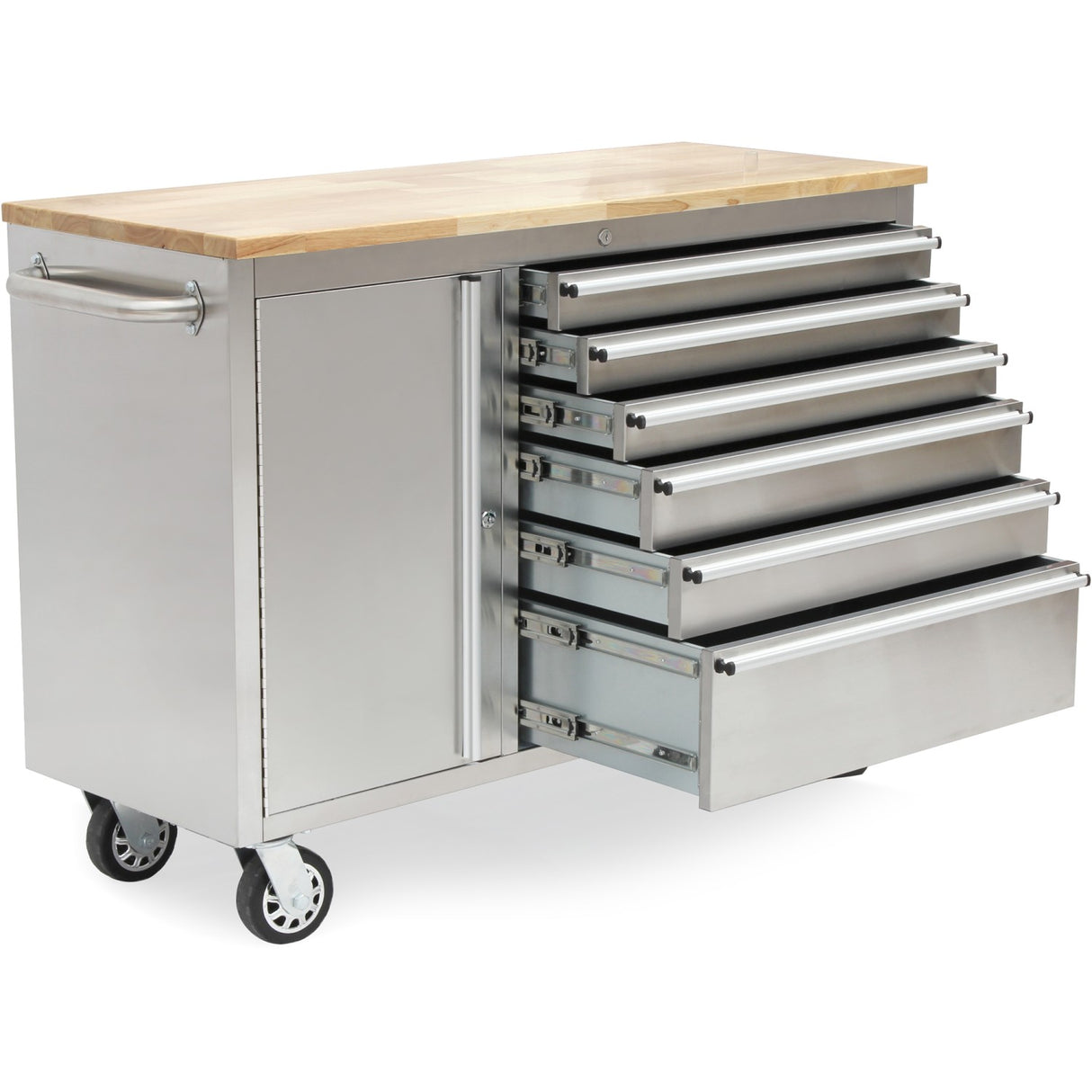 Professional Stainless Steel Rolling Tool Cabinet 1 Door 6 Drawers 1355x482x880mm | 482038 As