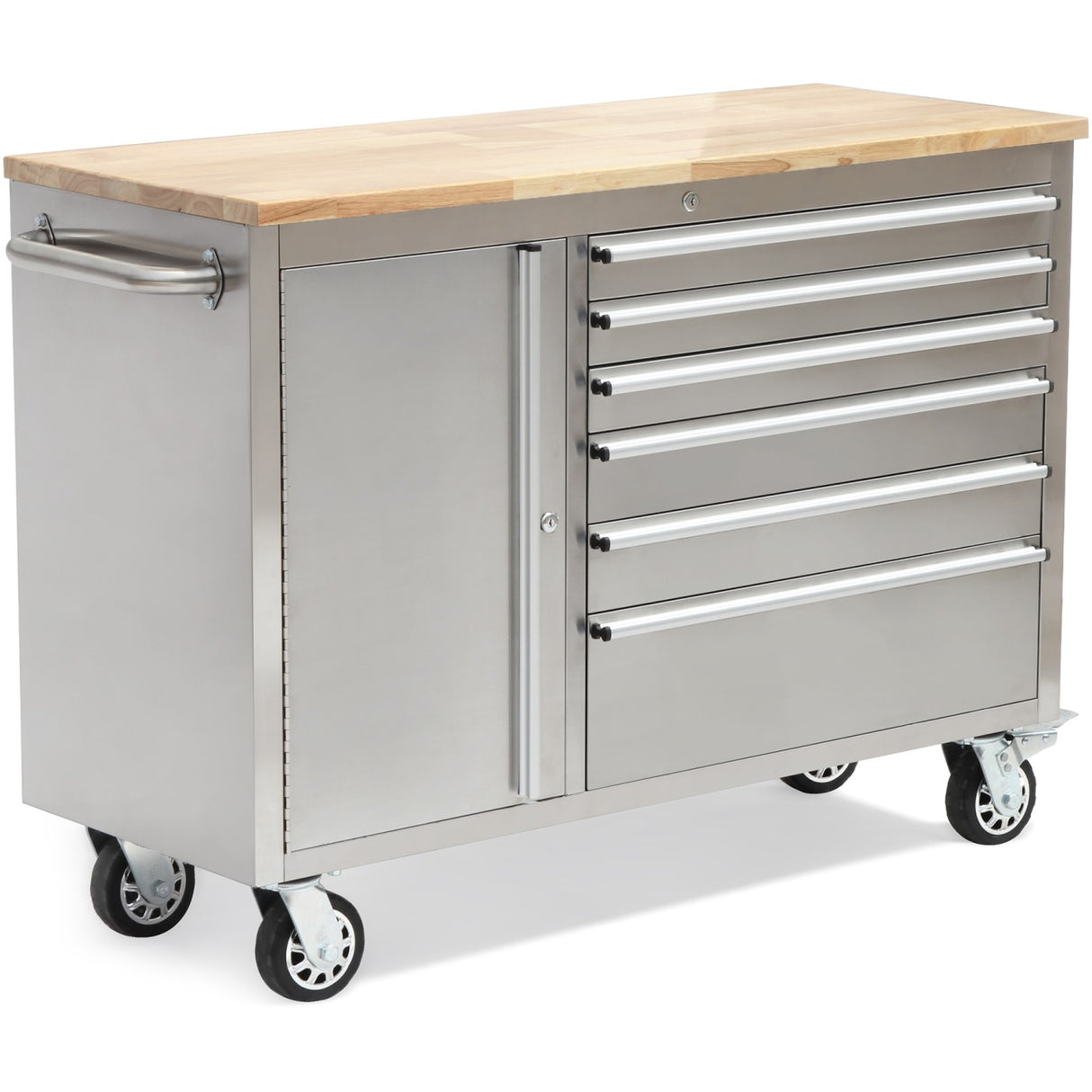 Professional Stainless Steel Rolling Tool Cabinet 1 Door 6 Drawers 1355x482x880mm | 482038 As