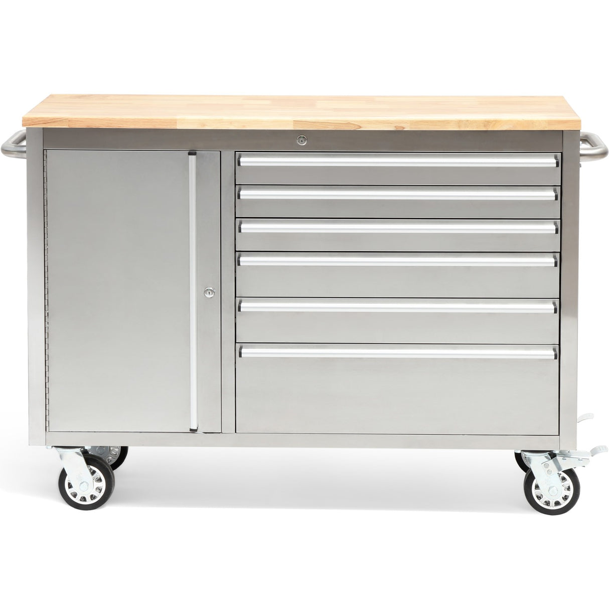 Professional Stainless Steel Rolling Tool Cabinet 1 Door 6 Drawers 1355x482x880mm | 482038 As