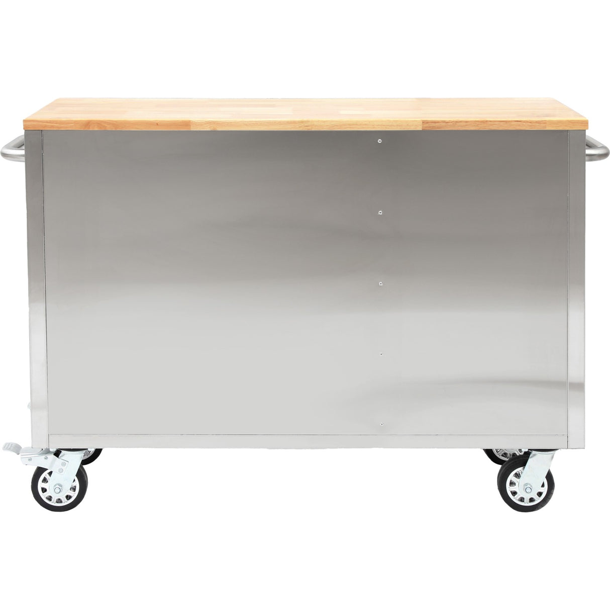 Heavy Duty Steel Rolling Tool Chest With Wooden Worktop 6 Drawers 1 Side Cabinet 1370x488x913mm Stainless Steel | 482038 Asilver