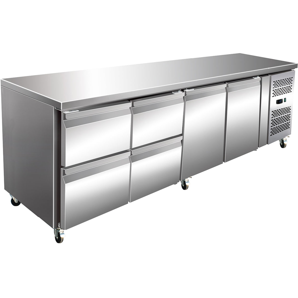 Commercial Refrigerated Counter 2 Doors 4 Drawers Depth 700mm | Thp4140 Tn
