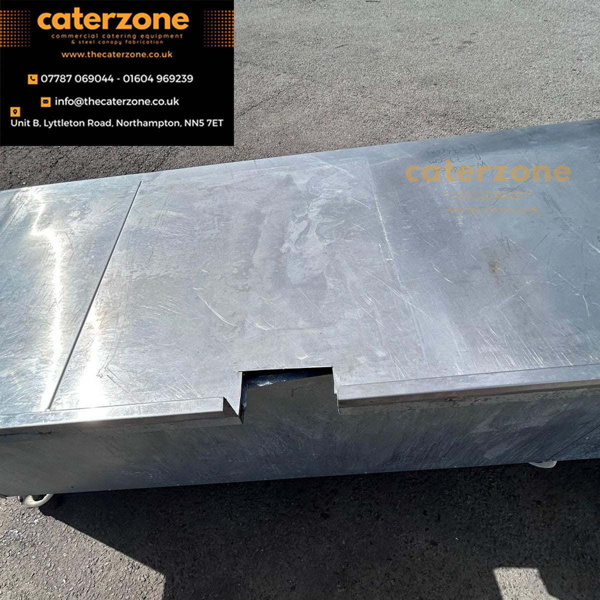Stainless steel work table cupboard with sliding door-USED