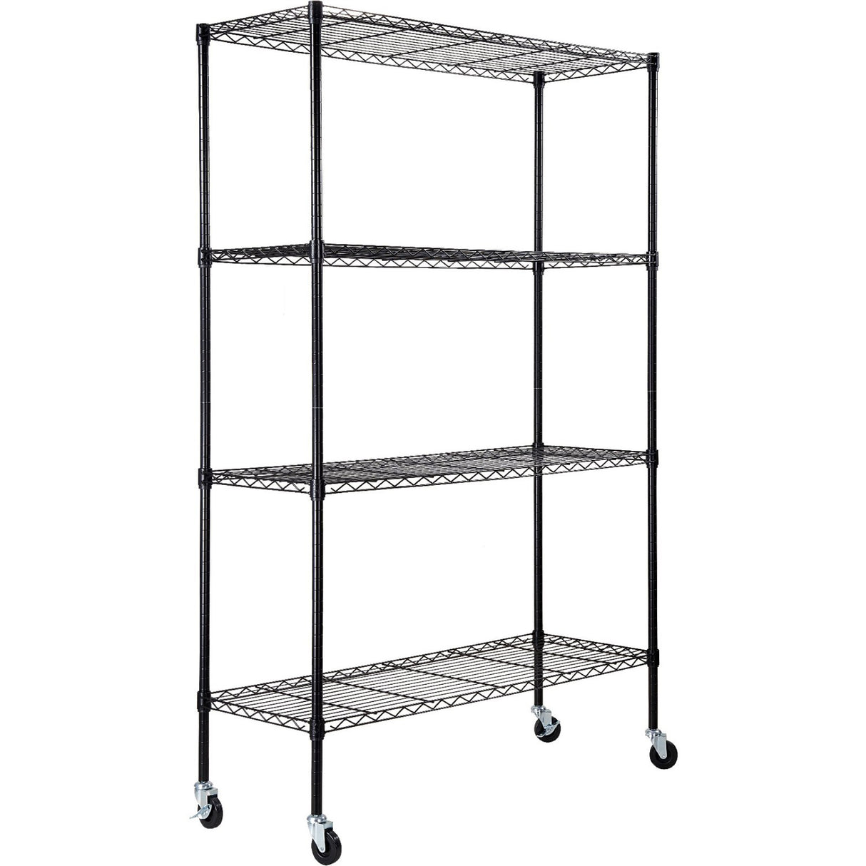 Commercial Shelving Unit 4 Tier With Wheels 1000kg Width 1500mm Depth 600mm Black Wire | Amj504
