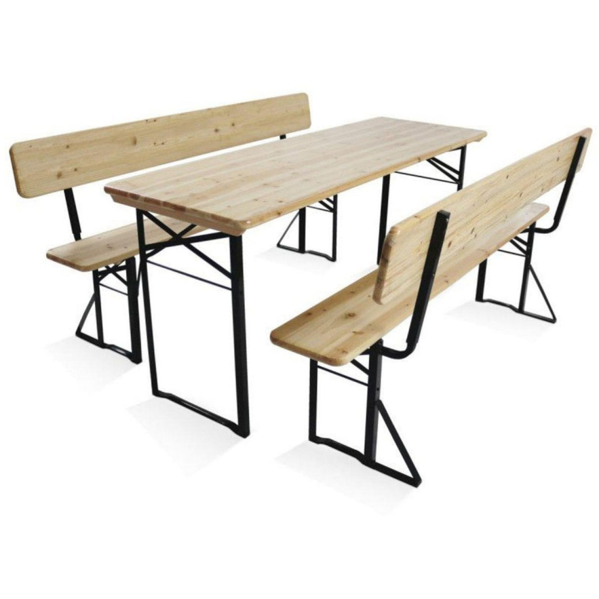 Beer Garden Table Set 169x69x75cm Natural With Black Frame| 571517. Minimum Pack of 2 order required