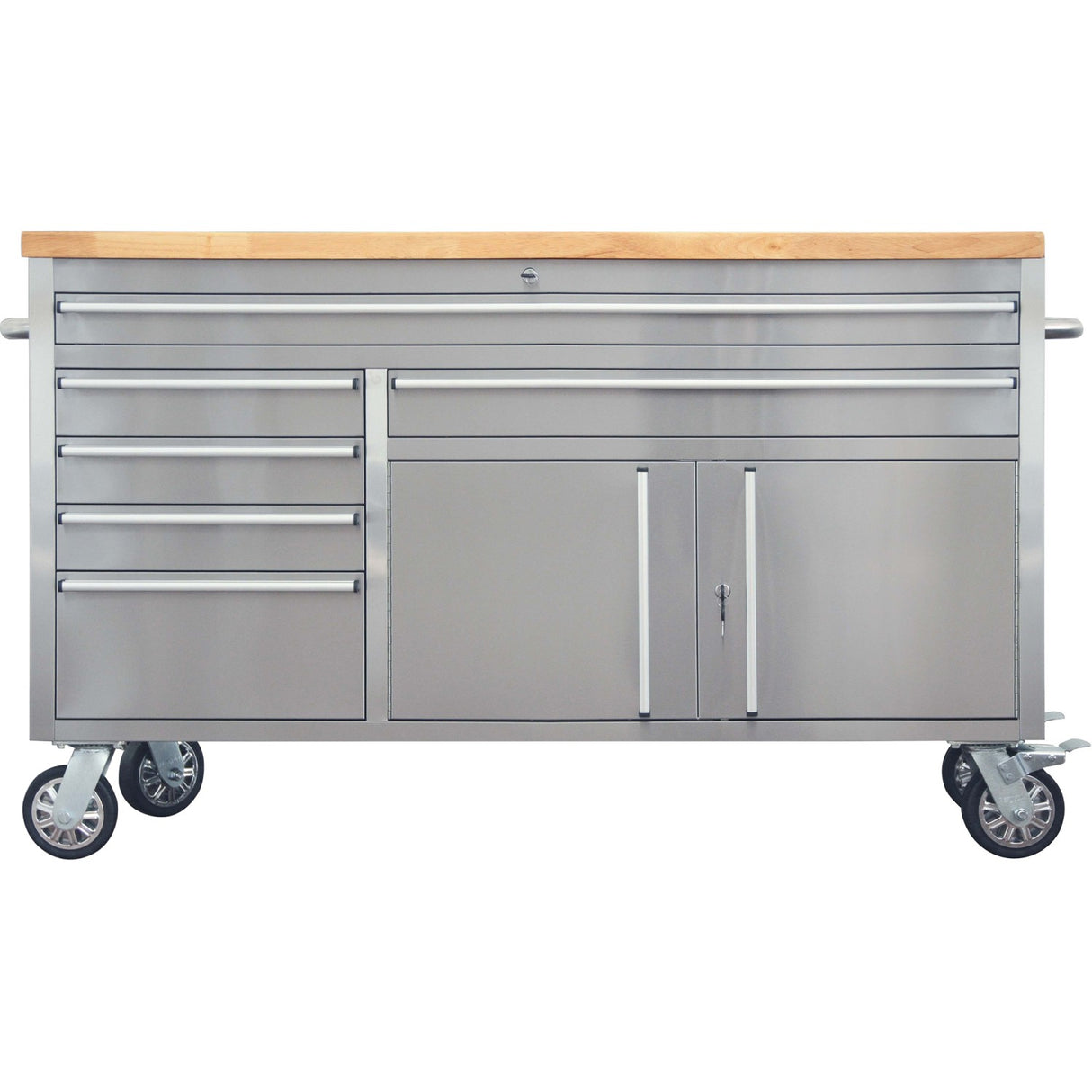 Professional Stainless Steel Rolling Tool Cabinet 2 Door 6 Drawers 1644x482x904mm | 602038 As