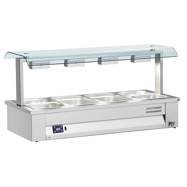 Counter Top Bain Marie With Double Sneeze Guard 4x Gn1/1
