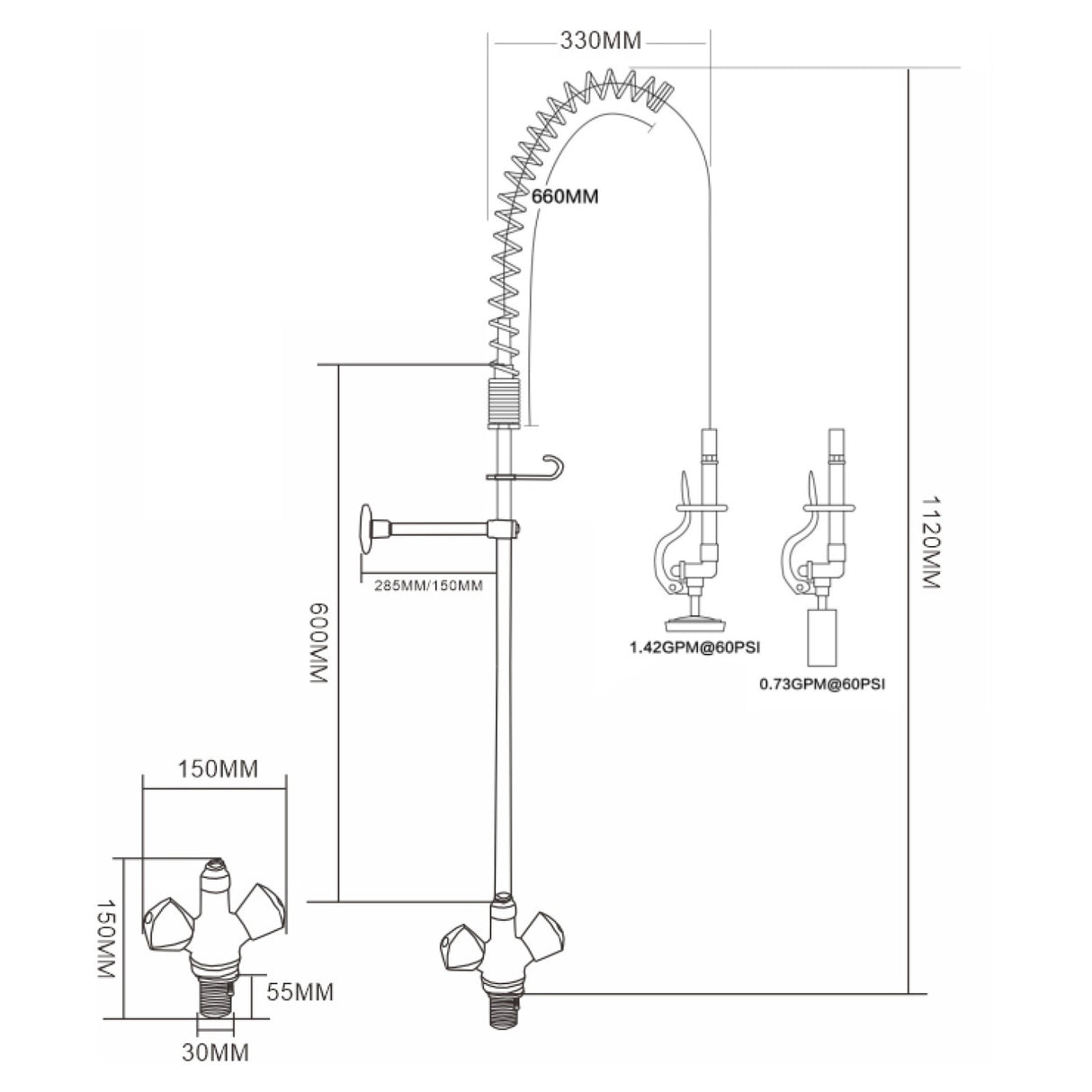 Standard Pre Rinser With Compression Cartridge And Rotary Handle Chrome Plated Brass | 6902 A