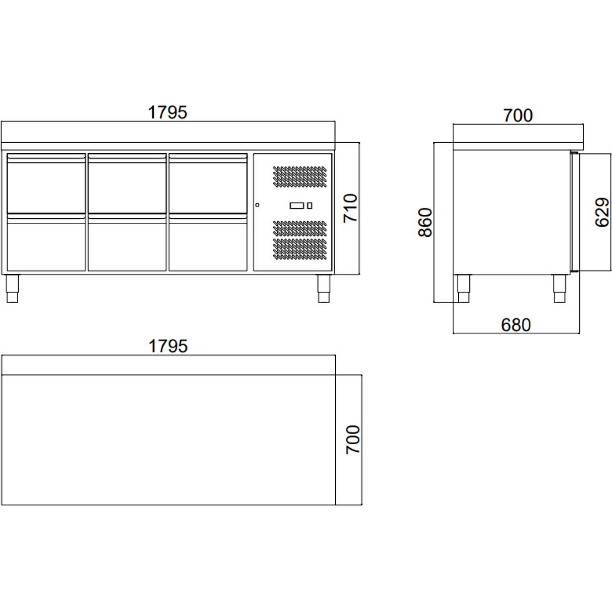 Commercial Refrigerated Counter 6 Drawers Depth 700mm |  6 Drg31 V