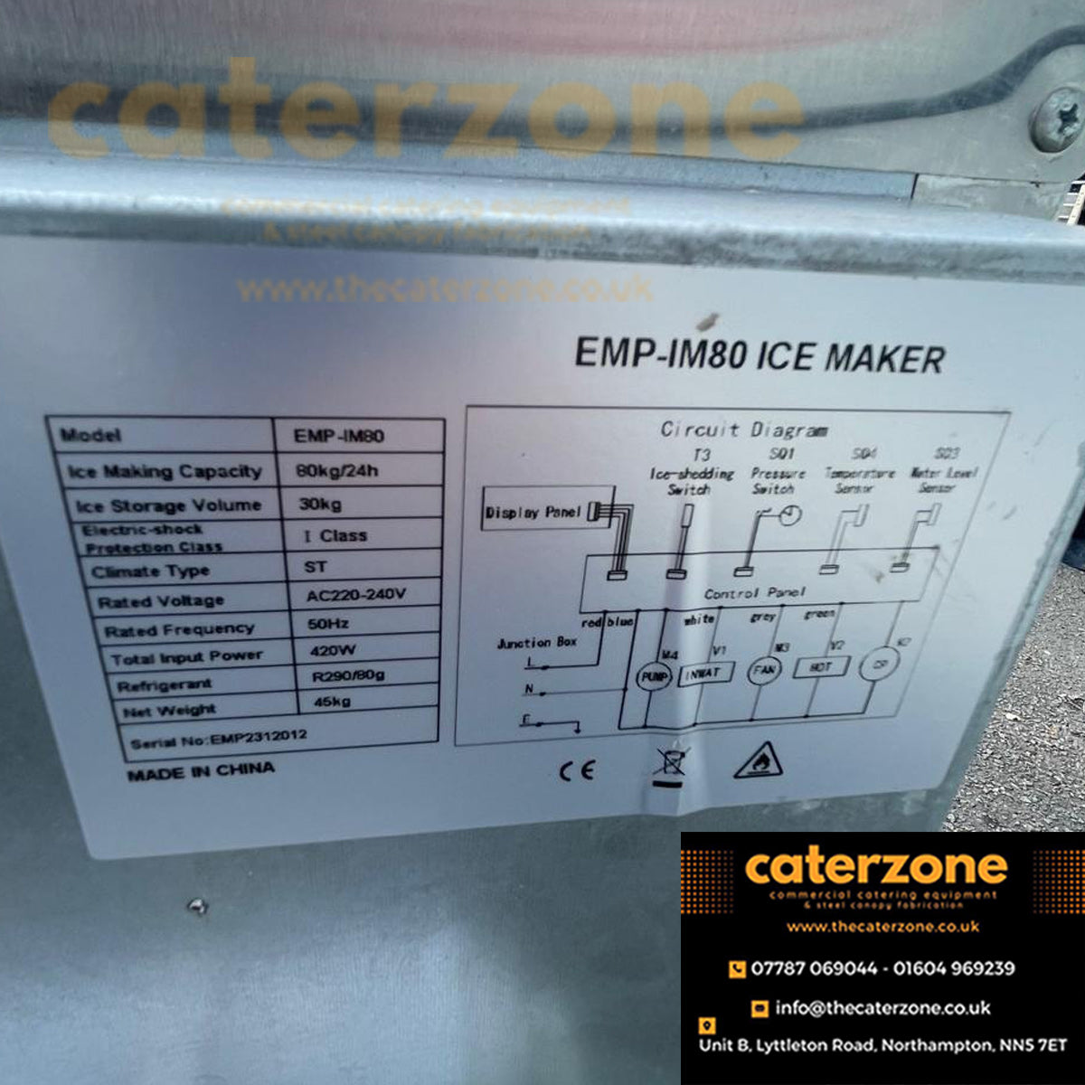 Empire Commercial Under Counter Ice Maker Machine 80kg Output / 30kg Storage - EMP-IM80-REFURBISHED