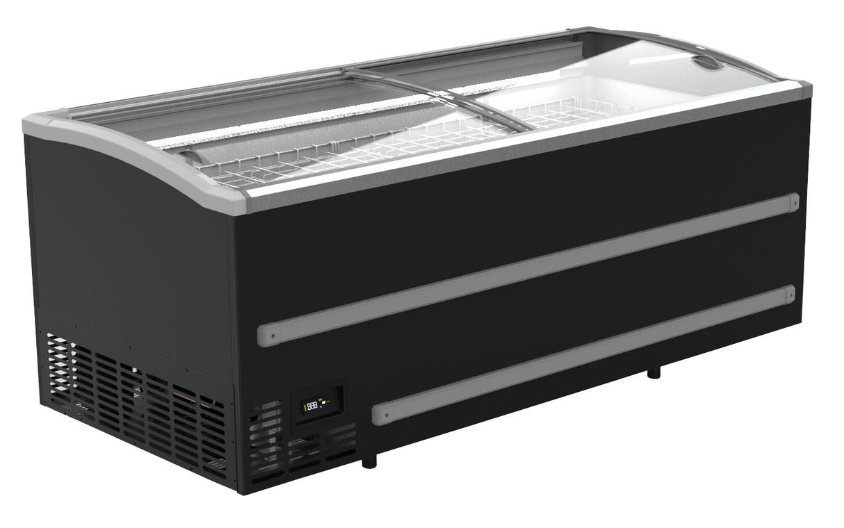 Revolutionary 870L Curved Glass Lid Chest Freezer by Combisteel - Perfect Supermarket Display