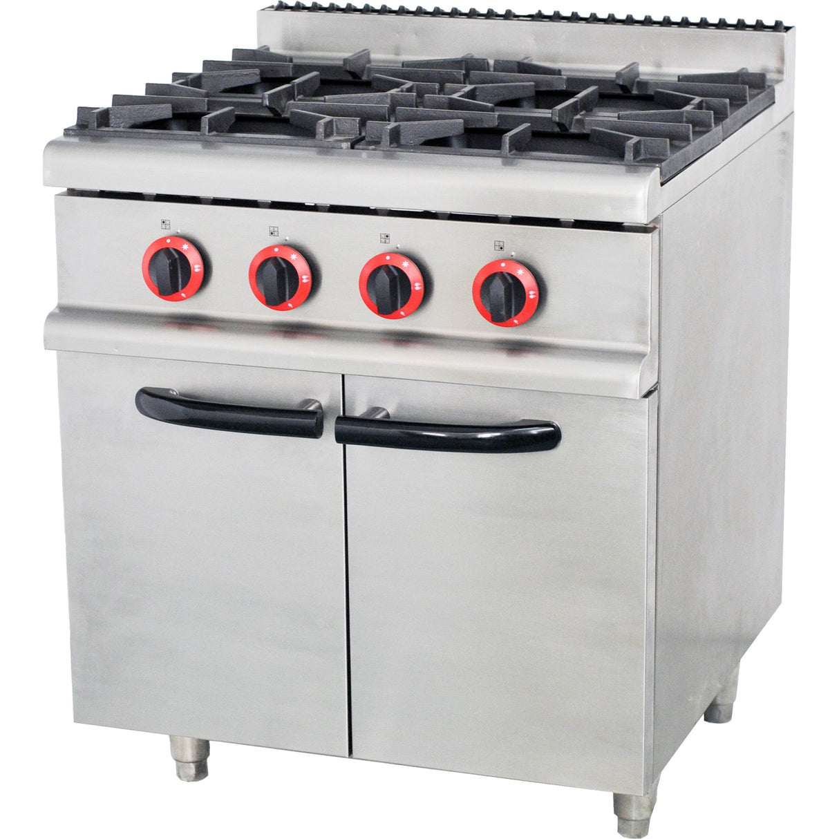 Commercial Gas Range With Cabinet 4 Burners 16k W 700x700x900mm| 70 Qa4 Ms