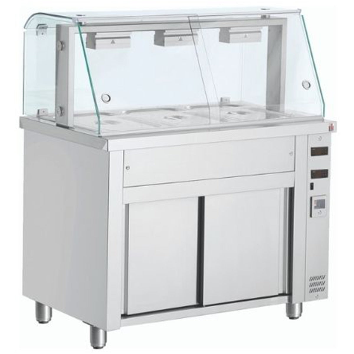 Bain Marie With Heated Cupboard And Glass Canopy 3 X Gn1/1
