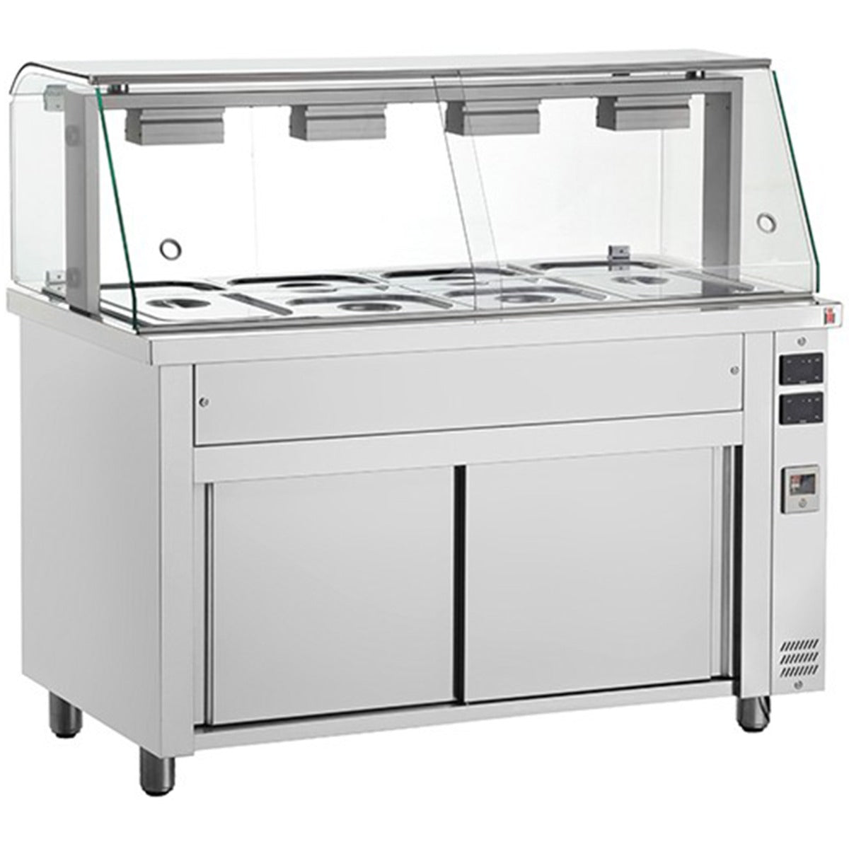 Bain Marie With Heated Cupboard And Glass Canopy 4x Gn1/1