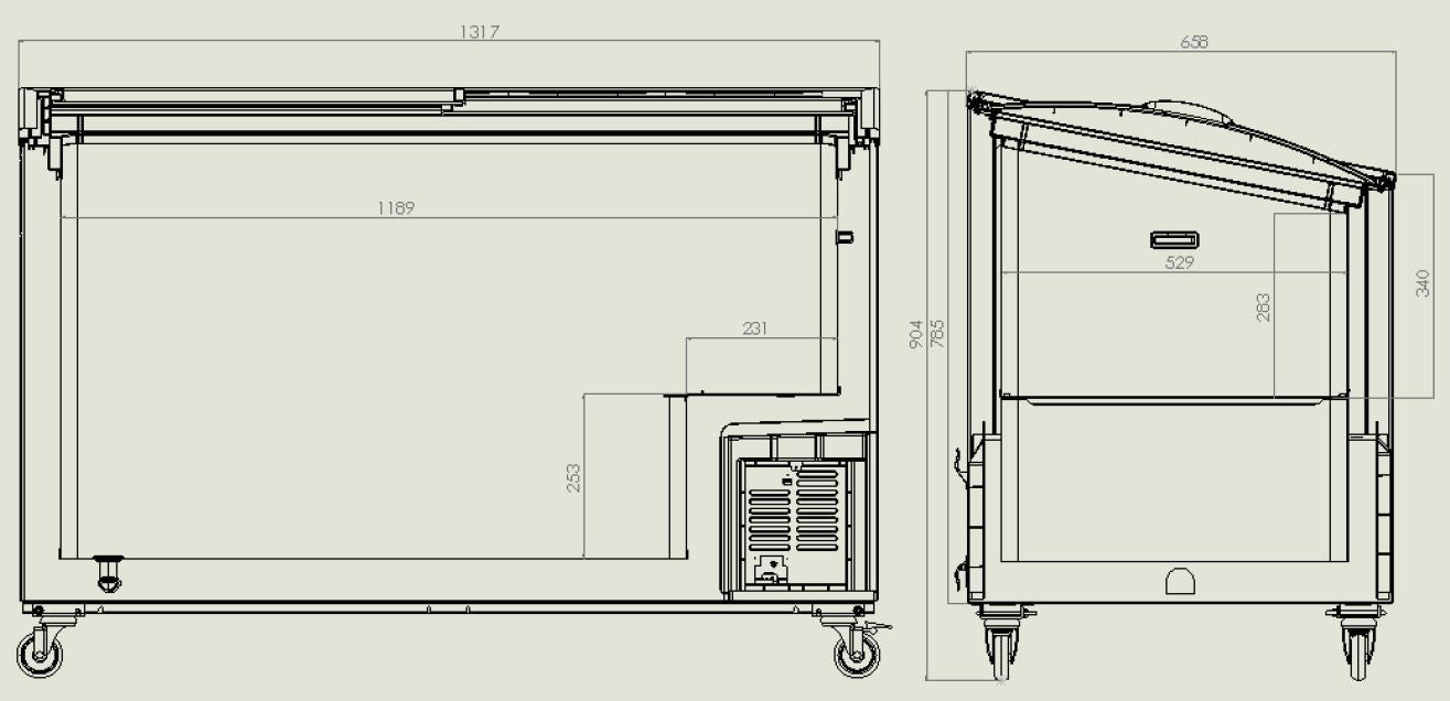 Sleek 397L Combisteel Glass-Covered Chest Freezer - Model 7151.1010
