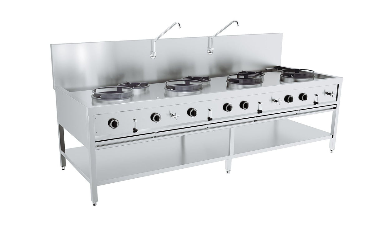High-Performance Combisteel 7-Burner Gas Wok Stove - 4 x 17kW & 3 x 9kW for Ultimate Cooking Power - Model 7178.1215