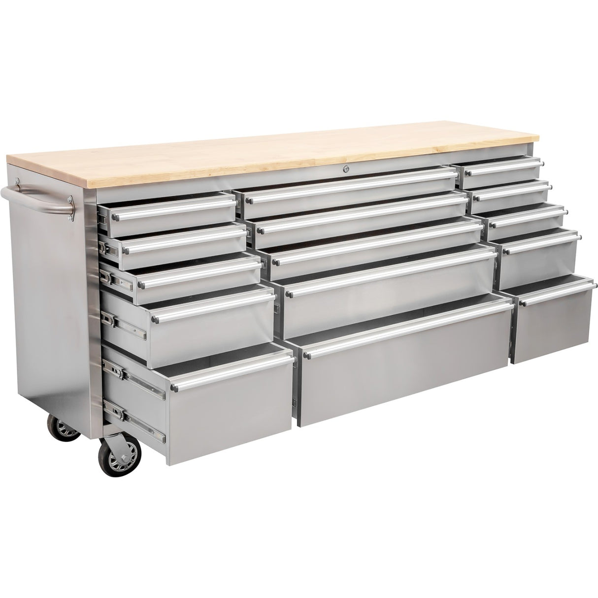 Professional Stainless Steel Rolling Tool Cabinet 15 Drawers 1826x486x905mm | 722038 As