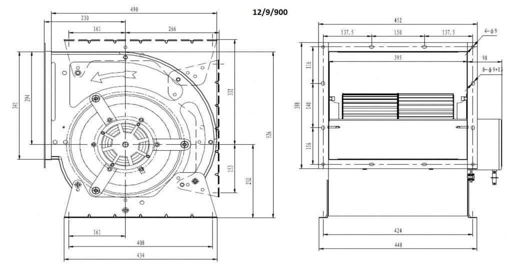 High-Performance Combisteel 12/9 Centrifugal Kitchen Extractor Fan - 5000 m³/h Airflow Capacity