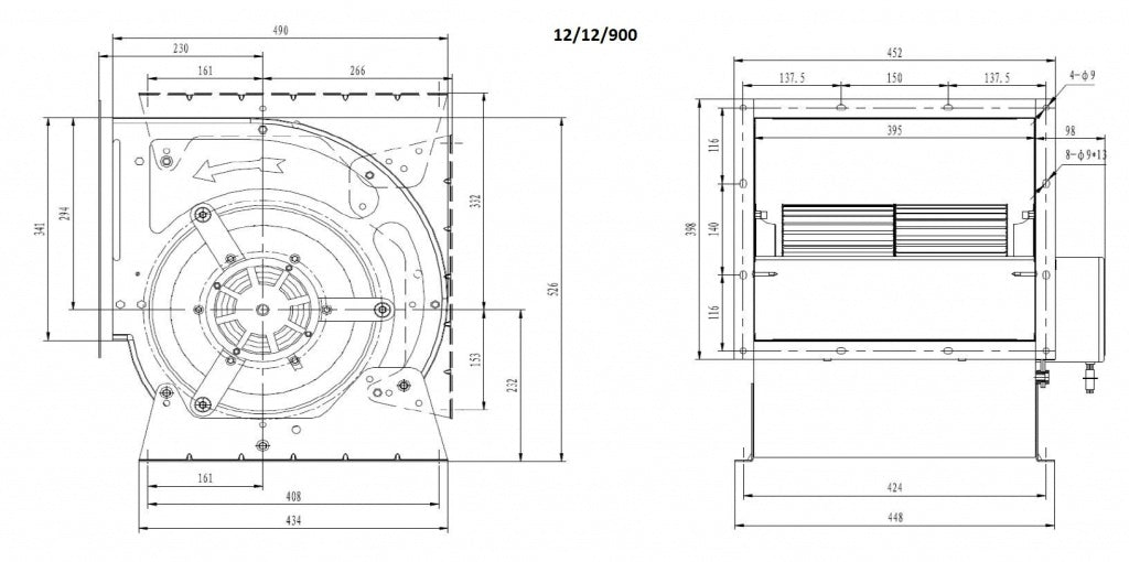 High-Performance Combisteel 12/12 Centrifugal Kitchen Extractor Fan - 6000 m³/h Efficiency
