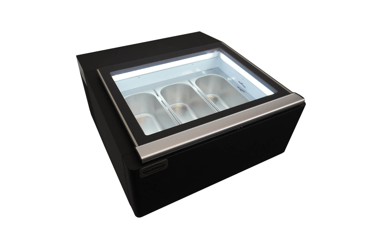 Sleek Combisteel Compact Ice Cream Display Freezer - Holds 3 x 5 Litres of Frozen Delights