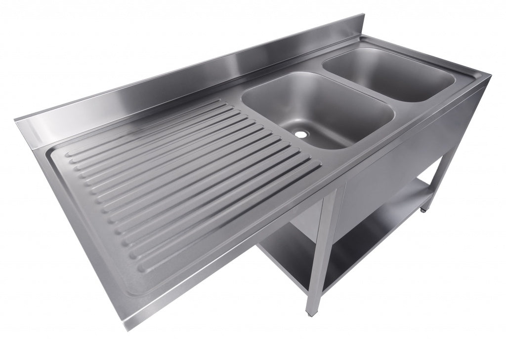 Premium Combisteel Double Right-Hand Bowls Dishwasher Sink - Spacious 1600 x 700mm Design