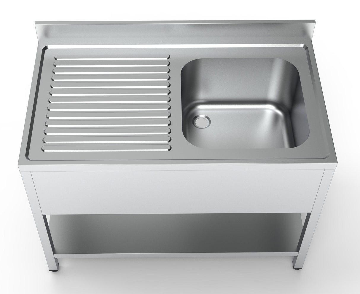 Premium Combisteel Stainless Steel Single Right-Hand Bowl Sink - 1200mm Wide