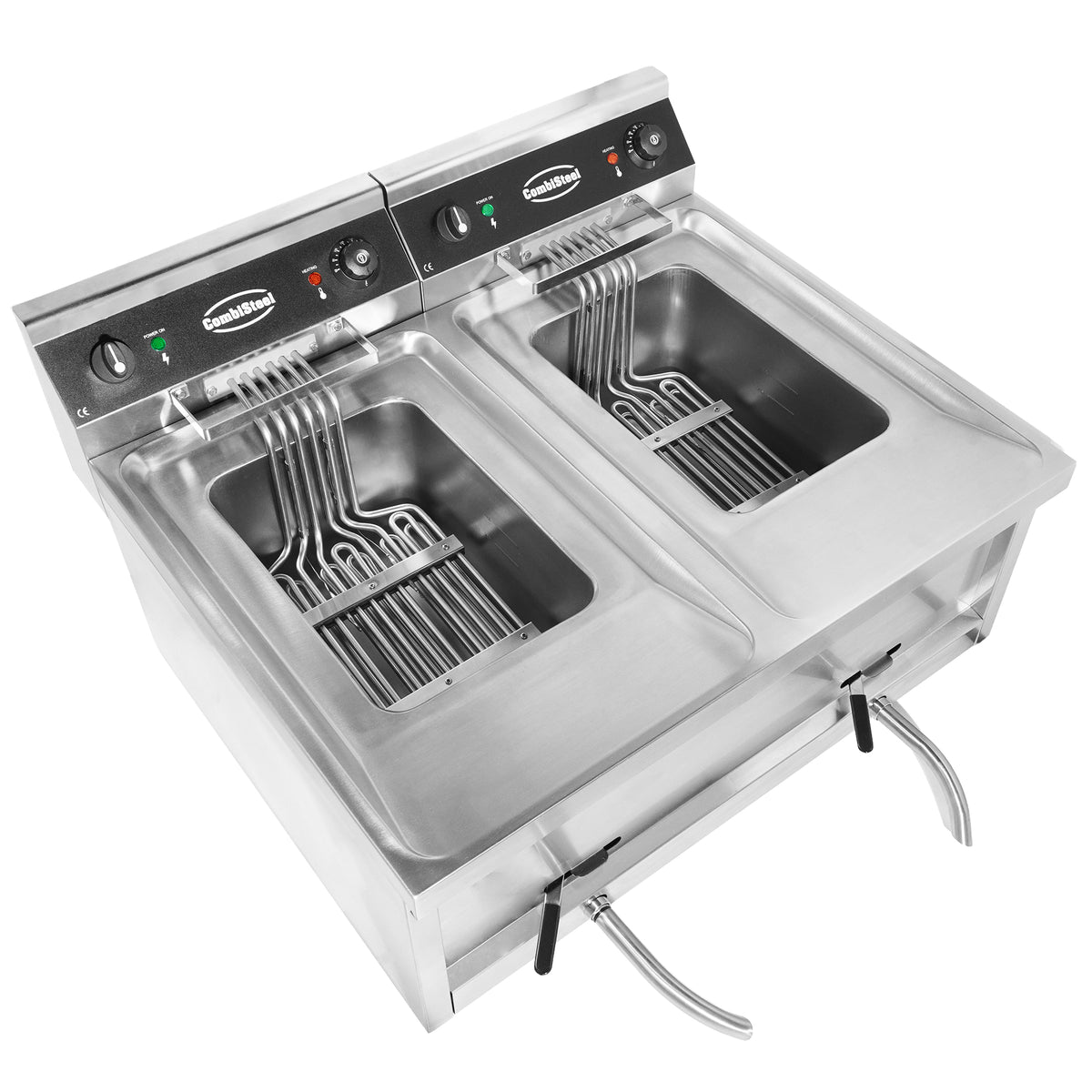 Commercial Fryer - Dual Electric Fryer with Twin Tanks - 24 Litre Capacity, Powerful 18kW, Countertop Design