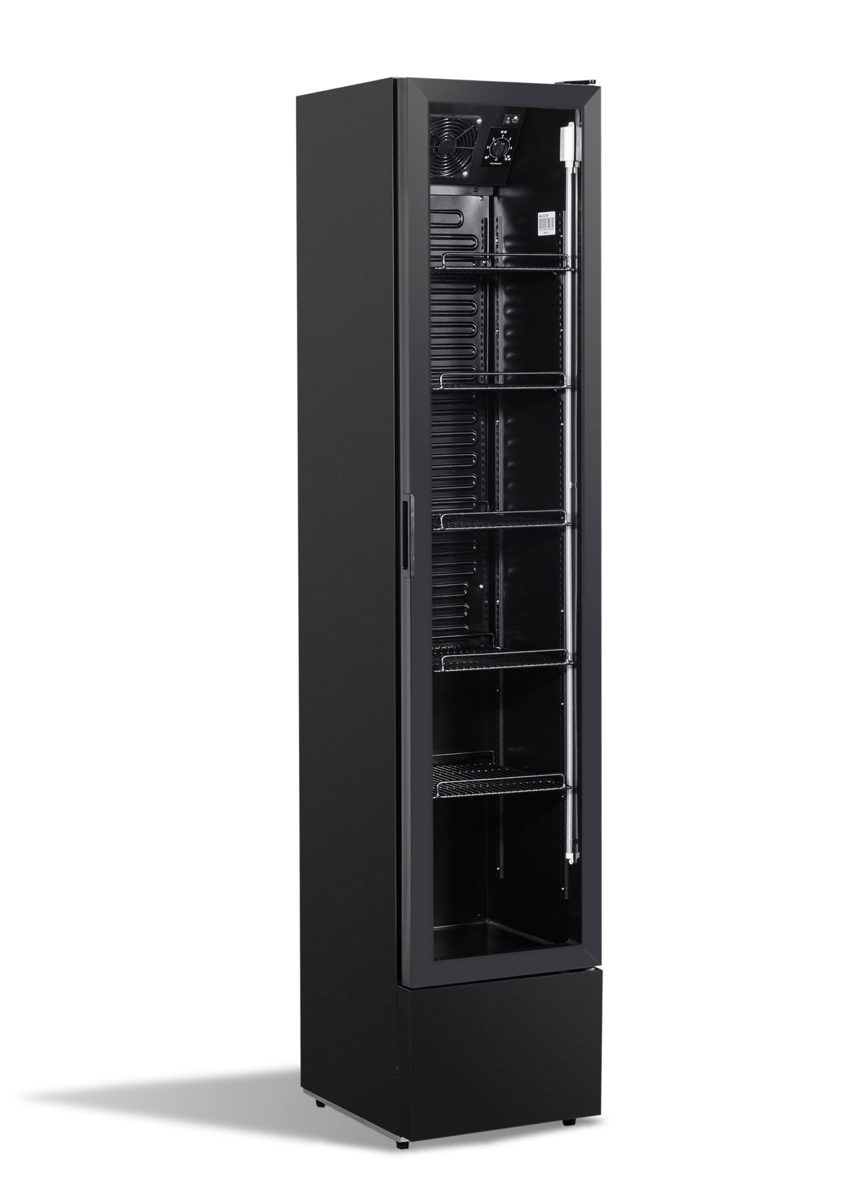 Combisteel Glass Door Refrigerator Narrow Black Nap 150