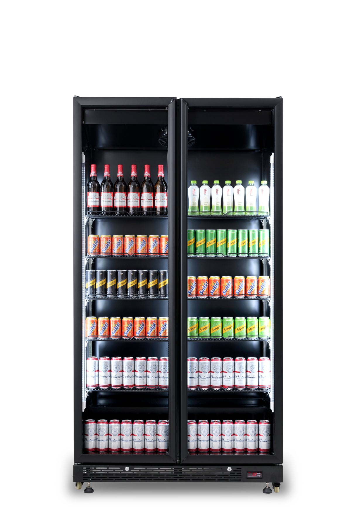 Commercial Catering Equipment - Refrigerator 2 Glass Doors Black Nap 850